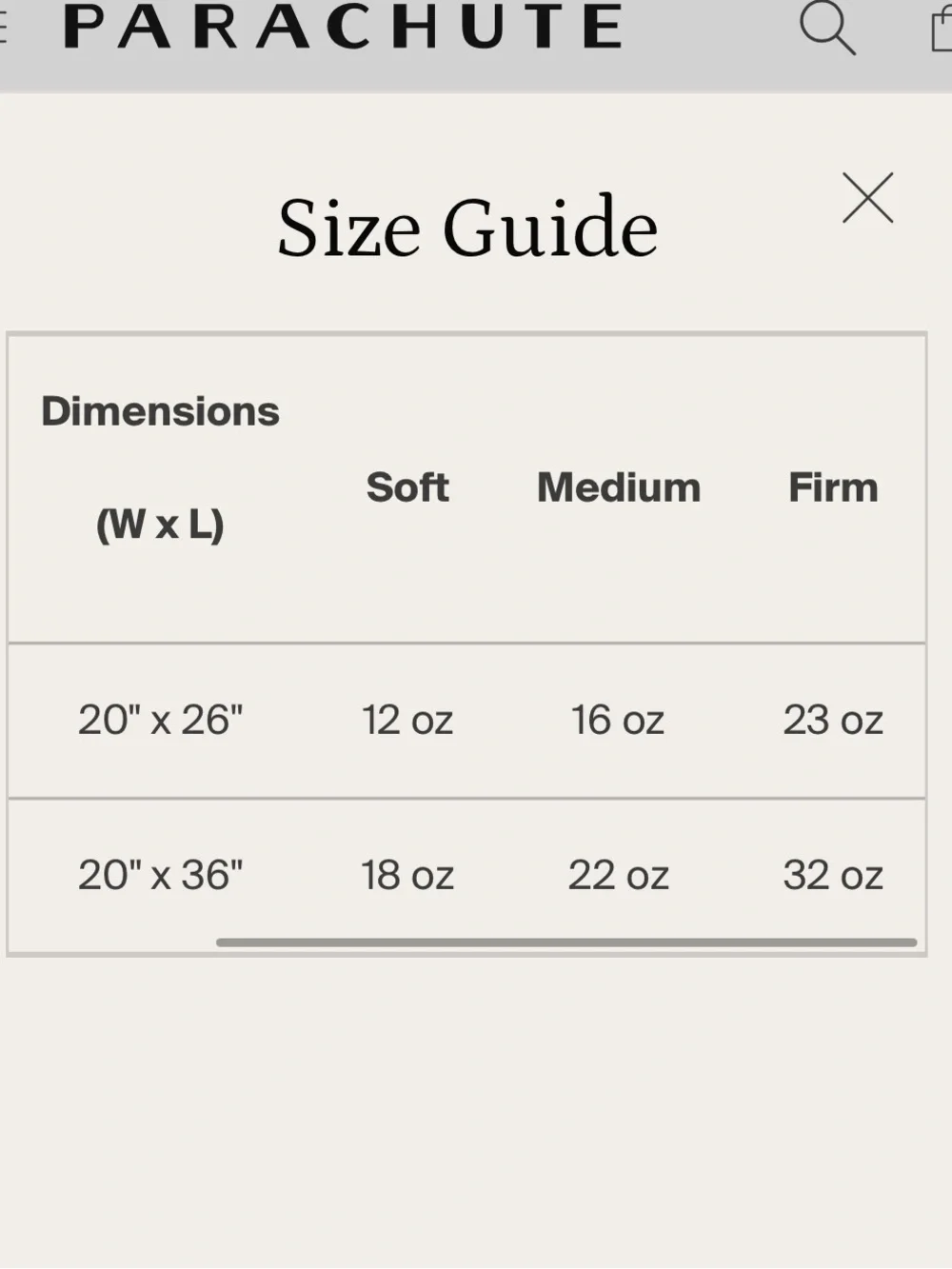 PARACHUTE white  Down Pillow KING /Firm 20